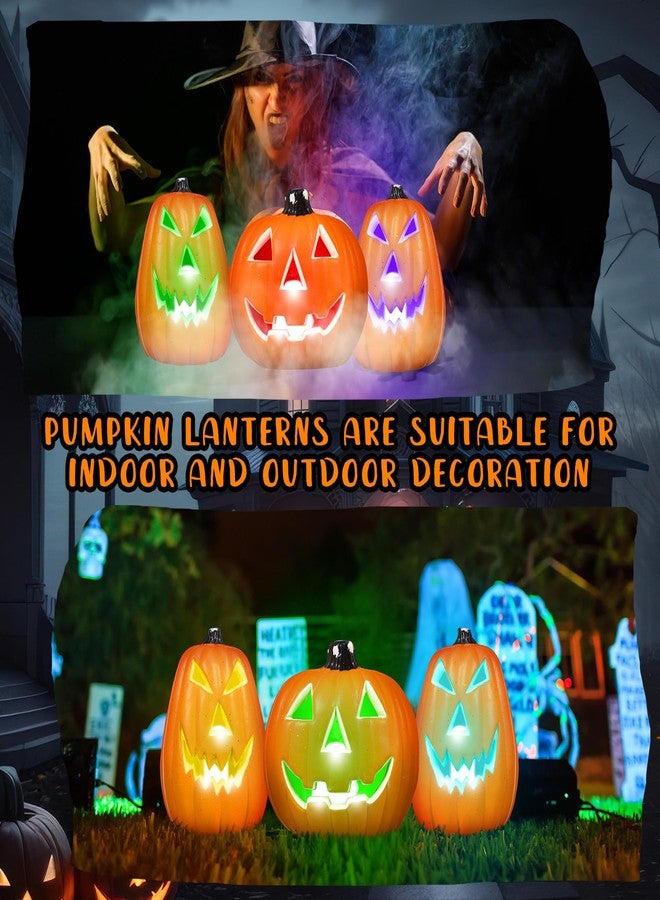 Rossesay 3 Pack Halloween Pumpkin Lantern LED Lighted up Pumpkins Decorations Jack O' Lanterns for Indoor or Outdoor Decors Halloween Party Supplies(Colored) - Image 4
